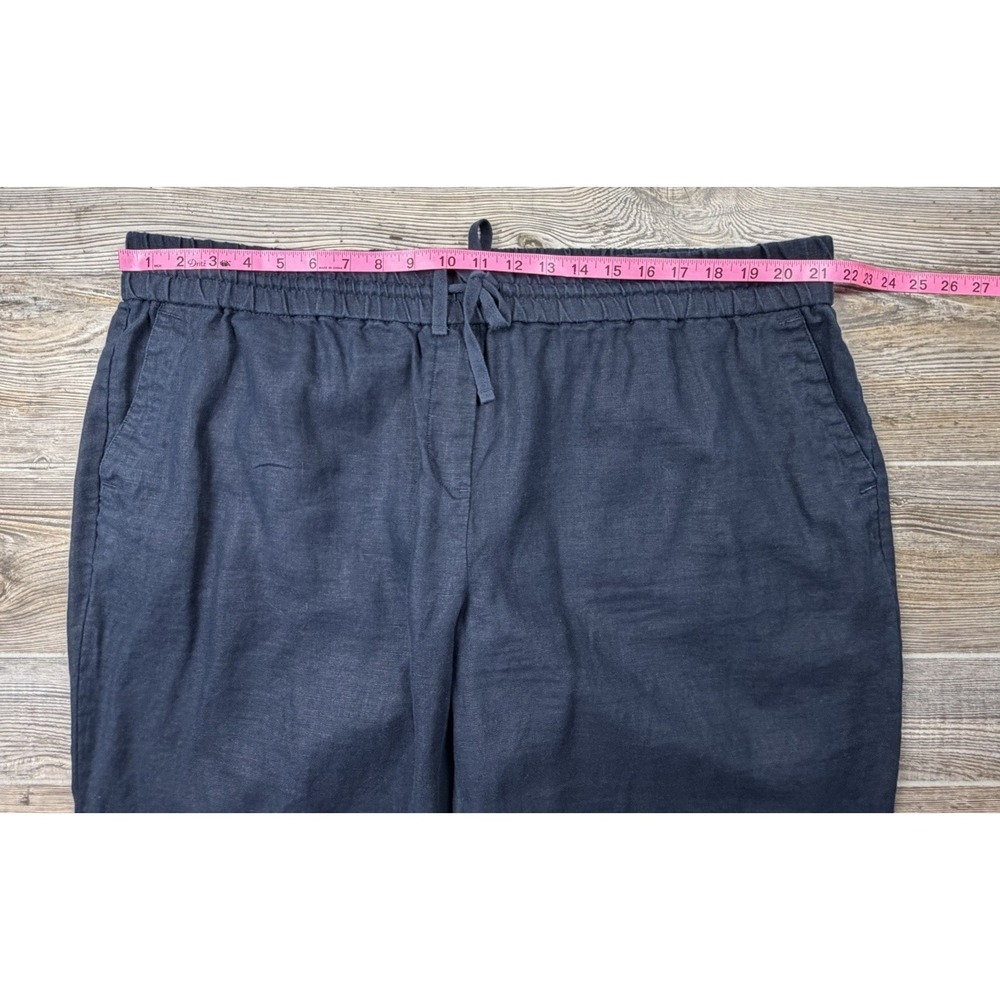 Talbots Women's Crop Linen Pants Plus Size 18W Pull-On Navy Blue Elastic Waist - Picture 6 of 13